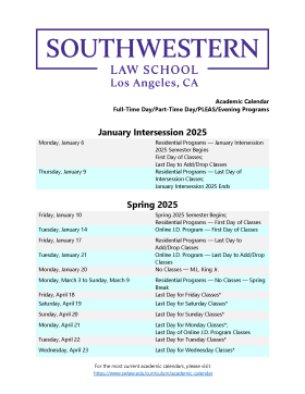 Intersession and Spring 2024-25 Academic Calendar