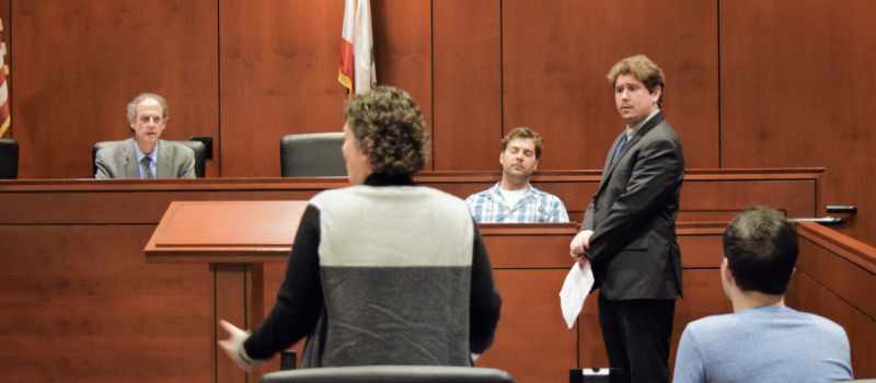 SCALE student in class courtroom during SCALE Evidence lab