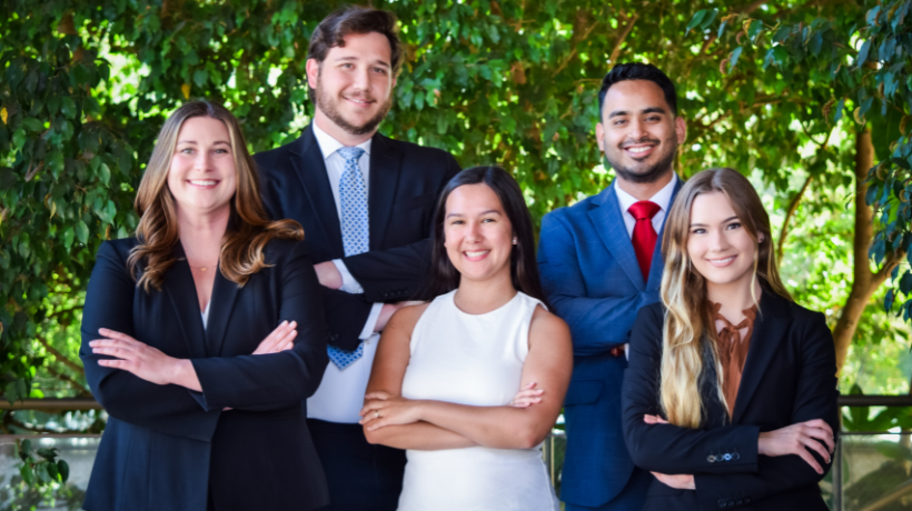 Five members of the TAHP 2022-23 Board dressed in business professional wear 