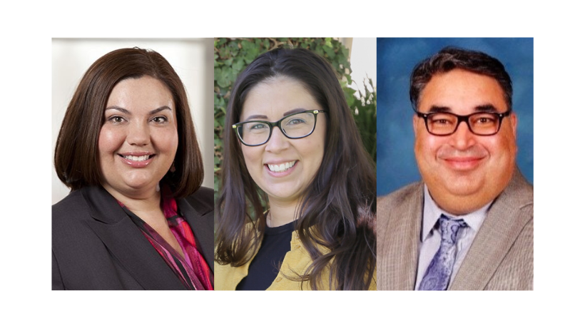 Collage of headshots of Julia Vazquez, Michelle Takagishi-Almeida, and Alex Gonzalez