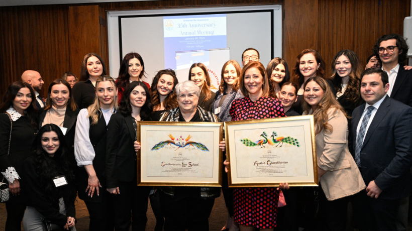 Anahid Gharakhanian and Darby Dickerson accepting Armenian Bar Association Award