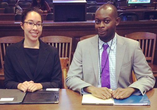 Alexa Whiteside and Yanick Saila-Ngita won first place at the Western Regional Black Law Student Association's Frederick Douglass Moot Court Competition