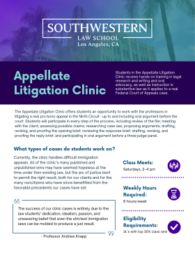 Appellate Litigation Clinic Flyer Front Page