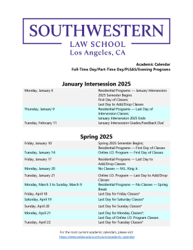 Intersession and Spring 2024-25 Academic Calendar